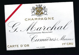 Etiquette Champagne 1er Cru Carte D'Or G Marchal    Cumieres  Marne 51 - Champagner