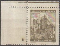 091/ Pof. 61, Brown Olive; Corner Stamp, Plate Mark + - Ungebraucht