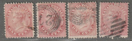 CANADA - N°12 X4 Obl (1859-64) Victoria : 1c Rose - Usati