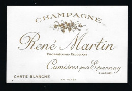 Etiquette Champagne  Carte Blanche René Martin    Cumieres  Marne 51 - Champagne