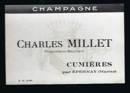 Etiquette Champagne  Charles Millet  Cumieres  Marne 51 - Champagne