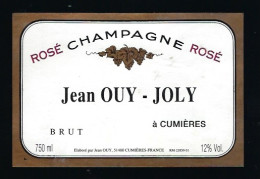 Etiquette Champagne  Brut Rosé Jean Out-Joly Cumieres  Marne 51 - Champan