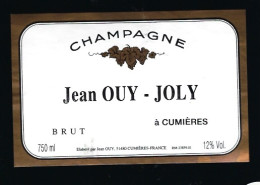 Etiquette Champagne  Brut Jean Ouy-Joly Cumieres  Marne 51 Avec Sa Collerette - Champan