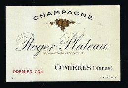 Etiquette Champagne  1er Cru Roger Plateau Cumieres  Marne 51 - Champagner