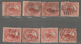 CANADA - N°14 X8 Obl (1859-64) Castor : 5c Rouge - Gebraucht