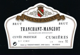 Etiquette Champagne  Brut Cuvée Prestige 1er Cru Tranchant-Mangeot  Cumieres  Marne 51 - Champagne