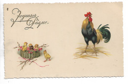 Cpa Joyeuses Paques Coq Et Poussins Ecrite 1924 N0173 - Pâques