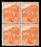 N°33, Orphelins, 5F +5F Rose Sur Verdâtre En Bloc De Quatre Très Bon Centrage, Fraîcheur Postale - Ungebraucht