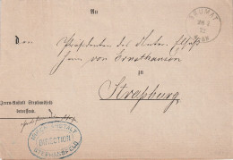 France Alsace Lettre Sans Correspondance En Franchise Brumat 1872 - Briefe U. Dokumente