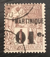 Timbre Oblitéré Martinique Yt 8 - 01 S. 4c - 1888-91 - Usati