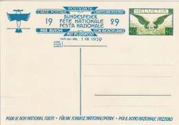 Suisse Entier Postal Illustré Aviation 1929 - Stamped Stationery