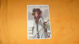 CARTE POSTALE ANCIENNE CIRCULEE DE 1913../ BONNE ANNEE...PORTRAIT DE FEMME CHAPEAU ET MANTEAU..CACHET + TIMBRE - Frauen