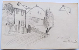 68 Zellenberg Vers  Ribeauvillé Crayon Esquisses  Ruelle Maison Ancienne De Mack - Dibujos