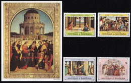 THEMATIC CHRISTMAS:  RELIGIOUS PAINTINGS BY RAPHAEL   4v+MS    -   BARBUDA - Natale