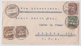 Suisse Zürich Lettre Timbre Pour Colusa Usa Via Queenstown Brief Briefmarke Stamp Mail Cover 1903 - Storia Postale