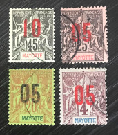 Lot De 4 Timbres Oblitérés Mayotte - 1912 - Usados