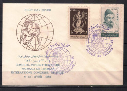 IRAN PERSIA  STAMPS,  FD COVER  MUSIQUE CONGRESS , 1961 - Irán