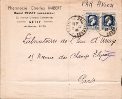 ALGERIE AFFRANCHISSEMENT COMPOSE SUR LETTRE DE SETIF POUR LA FRANCE 1946 - Briefe U. Dokumente