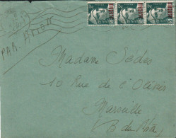 ALGERIE AFFRANCHISSEMENT COMPOSE SUR LETTRE POUR LA FRANCE 1947 - Storia Postale