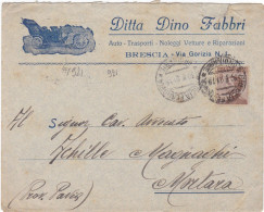 ITALIA - REGNO - BRESCIA - BUSTA - DITTA DINO FABBRI - AUTO - TRASPORTI - VIAGGIATA PER MORTARA (PAVIA)  - 1921 - Marcofilie