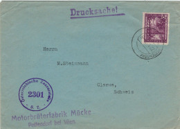 Motorbrüterfabrik Mücke Pottendorf Bei Wien 1947 Zensur 2301 > Glarus - Geflügelzucht Tierschutz Tierleid Skandale - Storia Postale