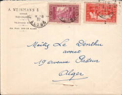 ALGERIE AFFRANCHISSEMENT COMPOSE SUR LETTRE 1937 - Storia Postale