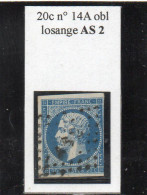 Paris - N° 14A (ld) Obl Losange AS2 - 1853-1860 Napoleon III