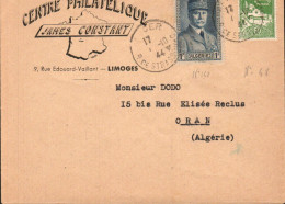 ALGERIE AFFRANCHISSEMENT COMPOSE SUR LETTRE 1944 - Lettres & Documents