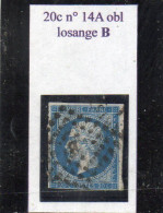 Paris - N° 14A Obl Losange B - 1853-1860 Napoleon III