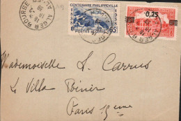 ALGERIE AFFRANCHISSEMENT COMPOSE SUR LETTRE POUR LA FRANCE 1939 - Cartas & Documentos