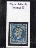 Paris - N° 14A Obl Losange D - 1853-1860 Napoleon III