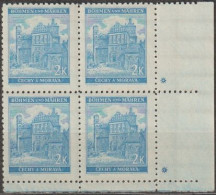 117/ Pof. 59, Light Blue; Corner 4-block, Plate Mark + - Nuevos