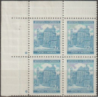 118/ Pof. 59, Green Blue; Corner 4-block, Plate Mark * - Ungebraucht