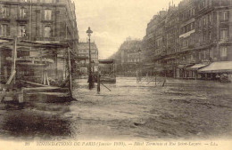 CPA - INONDATIONS DE PARIS - HOTEL TERMINUS ET RUE SAINT LAZARE - Inondations De 1910