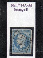 Paris - N° 14A Obl Losange E - 1853-1860 Napoleon III