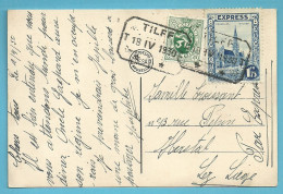 283+292C Op Kaart Per EXPRES Met Telegraafstempel TILFF Naar HERSTAL - Lettres & Documents