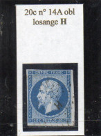 Paris - N° 14A Obl Losange H - 1853-1860 Napoléon III