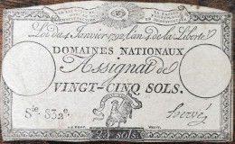 Assignat 25 Sols - 4 Janvier 1792 - Série 832 - Domaine Nationaux - Assignate