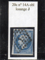 Paris - N° 14A Obl Losange J - 1853-1860 Napoléon III