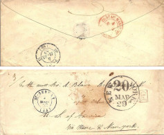 MTM129 - 1853 TRANSATLANTIC LETTER FRANCE TO USA STEAMER FRANKLIN THE HAVRE LINE - Marcophilie