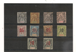 MAYOTTE 1892/1912  N°1-2-5-8-22-23-26-28-31  Oblitérés Et * Cote : 39,00 € - Gebruikt