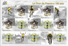 FRANCE.TOUR DE FRANCE (Centenaire) Bloc-feuillet Neuf ** (10 Timbres Neufs ** Avec Vignettes Attenantes), Année 2003 - Ciclismo