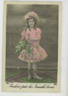 ENFANTS - LITTLE GIRL - MAEDCHEN - Jolie Carte Fantaisie Fillette Et Gui Porte Bonheur - Portretten