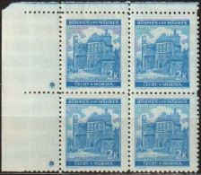 126/ Pof. 59, Clear Blue (very Rare); Corner 4-block, Plate Mark + - Unused Stamps