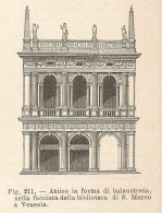 Venezia - Attico Biblioteca San Marco - Xilografia - 1924 Old Engraving - Estampas & Grabados