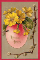 AF199 FANTAISIES OEUF DE PAQUES TRES BELLES FLEURS ET BRANCHE DE CHATONS DE SAULE TRES BELLE CARTE GAUFREE - Butterflies