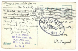 1917 - Post Card From United States To Lisbon With CENSURA N° 43 - Lettres & Documents