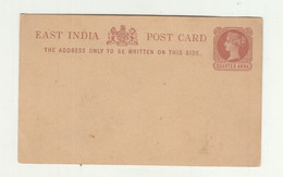 QV East India Postal Stationery Postcard Unused B210901 - 1882-1901 Impero