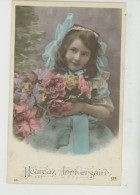 ENFANTS - LITTLE GIRL - MAEDCHEN - Jolie Carte Fantaisie Fillette Et Fleurs - Portraits