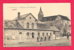 Cpa 02 OEUILLY L'Eglise Et La Mairie Ecole Primaire Communale, Eglise, Animée, Dos écrit - Other & Unclassified